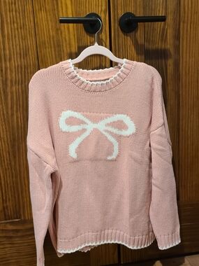 NWT! Pink Bow Knit Sweater - Women's Cozy Pullover!